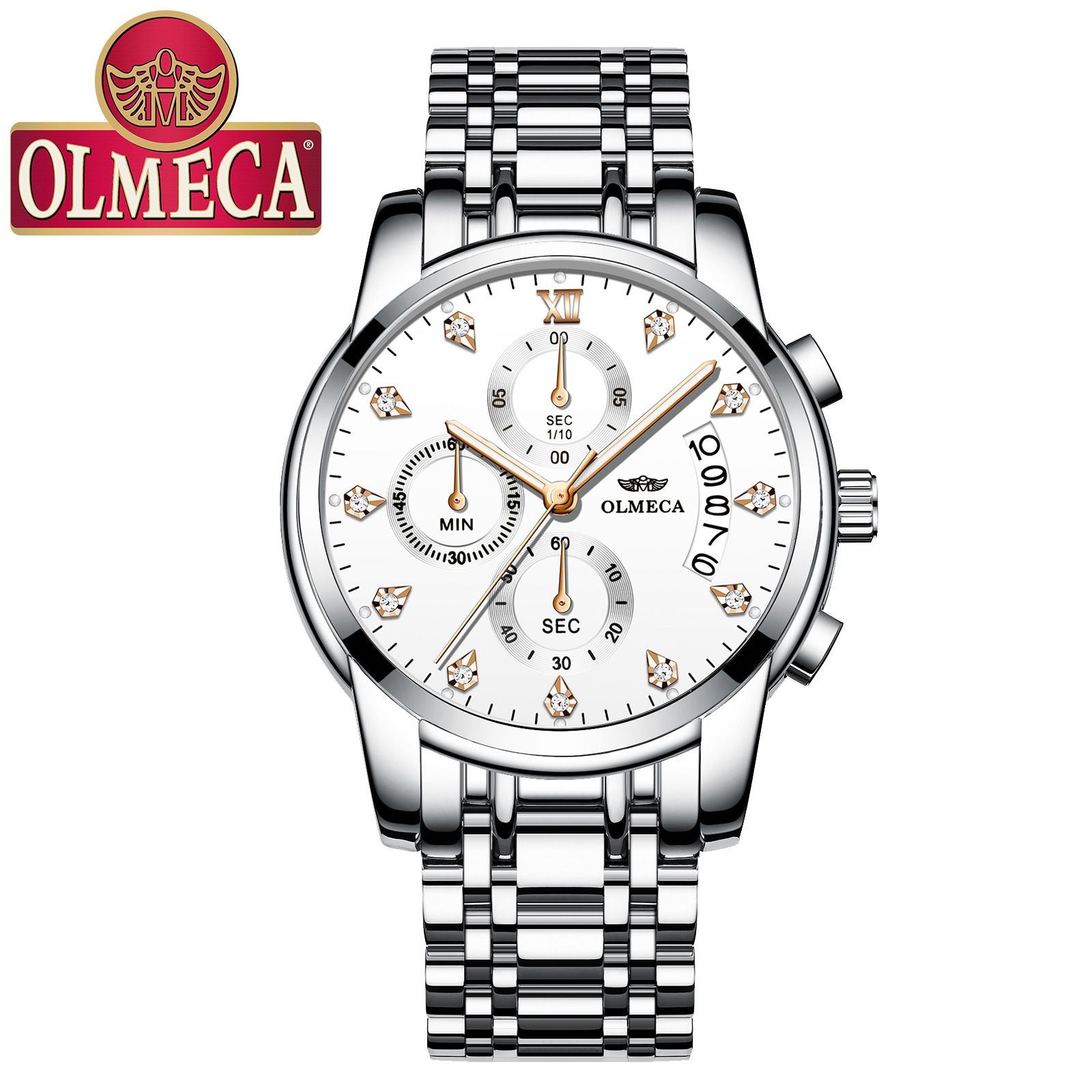 DREAMING Q&P Men's Watches Luxury Fashion Casual Dress Chronograph Waterproof Military Quartz Wristwatches for Men Stainless Steel Band Gold Black