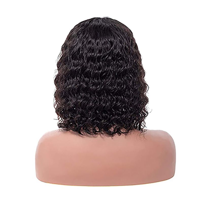 Lace Front Wigs Kinky Curly Deep Wave Density Grade Brazilian Virgin  Pre Plucked Short Water Wave Wig Bob Wig Transparent Lace Frontal Kinky Afro Wigs For Black Women