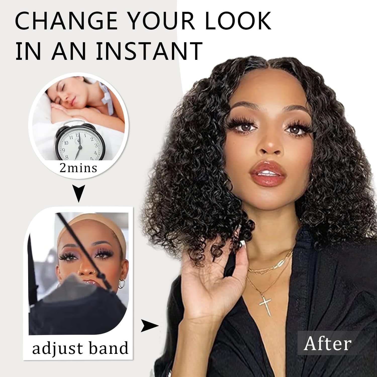 Lace Front Wigs Kinky Curly Deep Wave Density Grade Brazilian Virgin  Pre Plucked Short Water Wave Wig Bob Wig Transparent Lace Frontal Kinky Afro Wigs For Black Women
