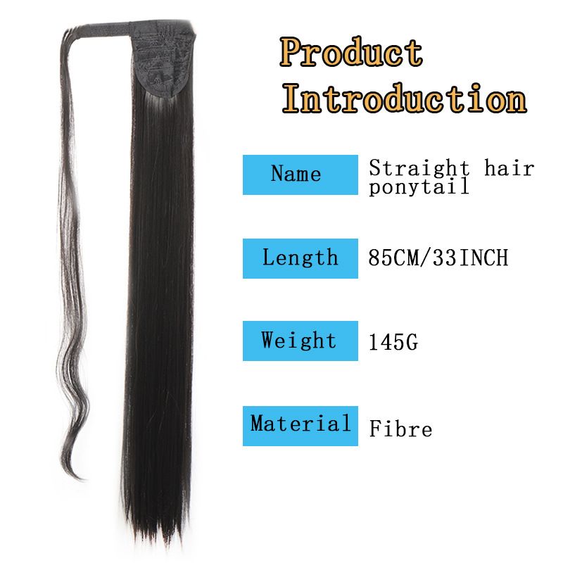 85 CM Ponytail Extension Wrap Around Long Straight Pony Tail Hair Synthetic Hairpiece for Women Color Blonde Long Straight Wrap Around Ponytail Human Hair Clip Synthetic Hairpiece