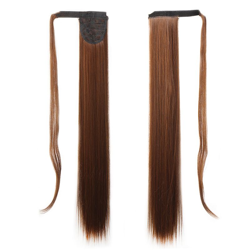 85 CM Ponytail Extension Wrap Around Long Straight Pony Tail Hair Synthetic Hairpiece for Women Color Blonde Long Straight Wrap Around Ponytail Human Hair Clip Synthetic Hairpiece