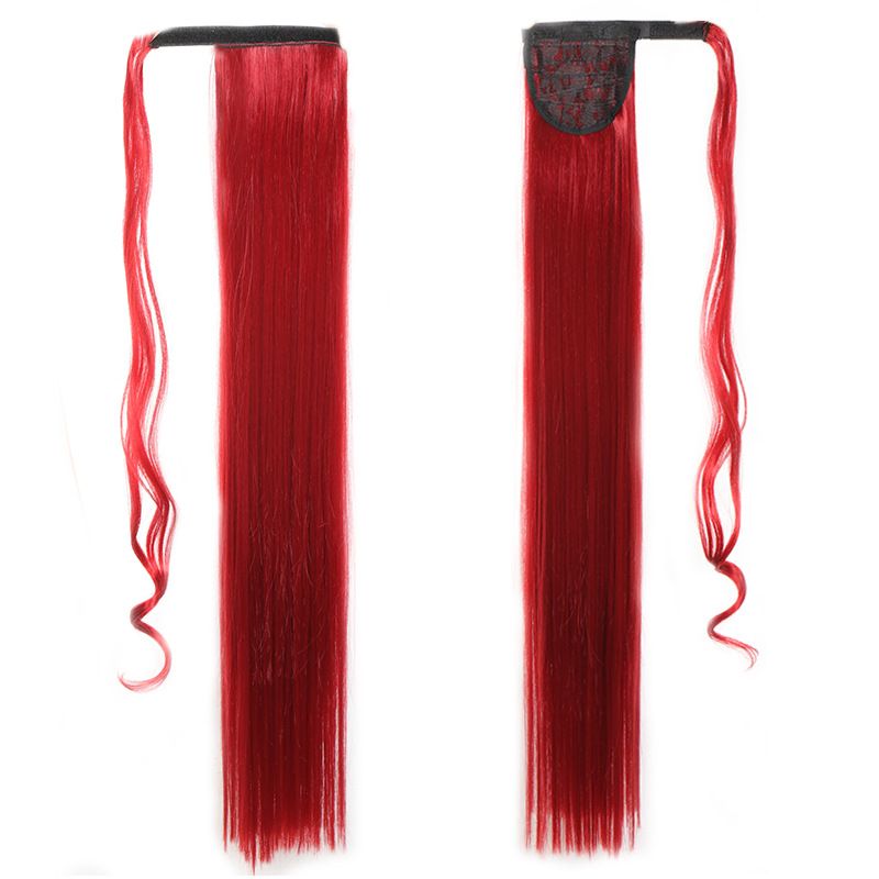 85 CM Ponytail Extension Wrap Around Long Straight Pony Tail Hair Synthetic Hairpiece for Women Color Blonde Long Straight Wrap Around Ponytail Human Hair Clip Synthetic Hairpiece