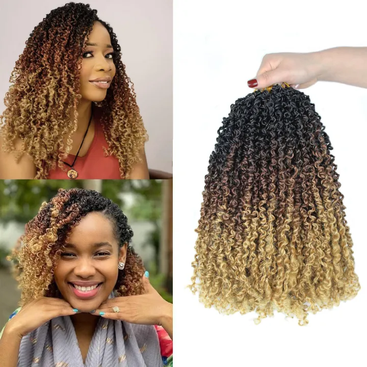 Pre-looped Yanky Twist Crochet Hair Bohemian Passion Twist Spring Mini Twist for Black Women Goddess Locs Crochet Hair Ombre Boho Faux Locs Croceht Braids Hippie Faux Crochet Hair