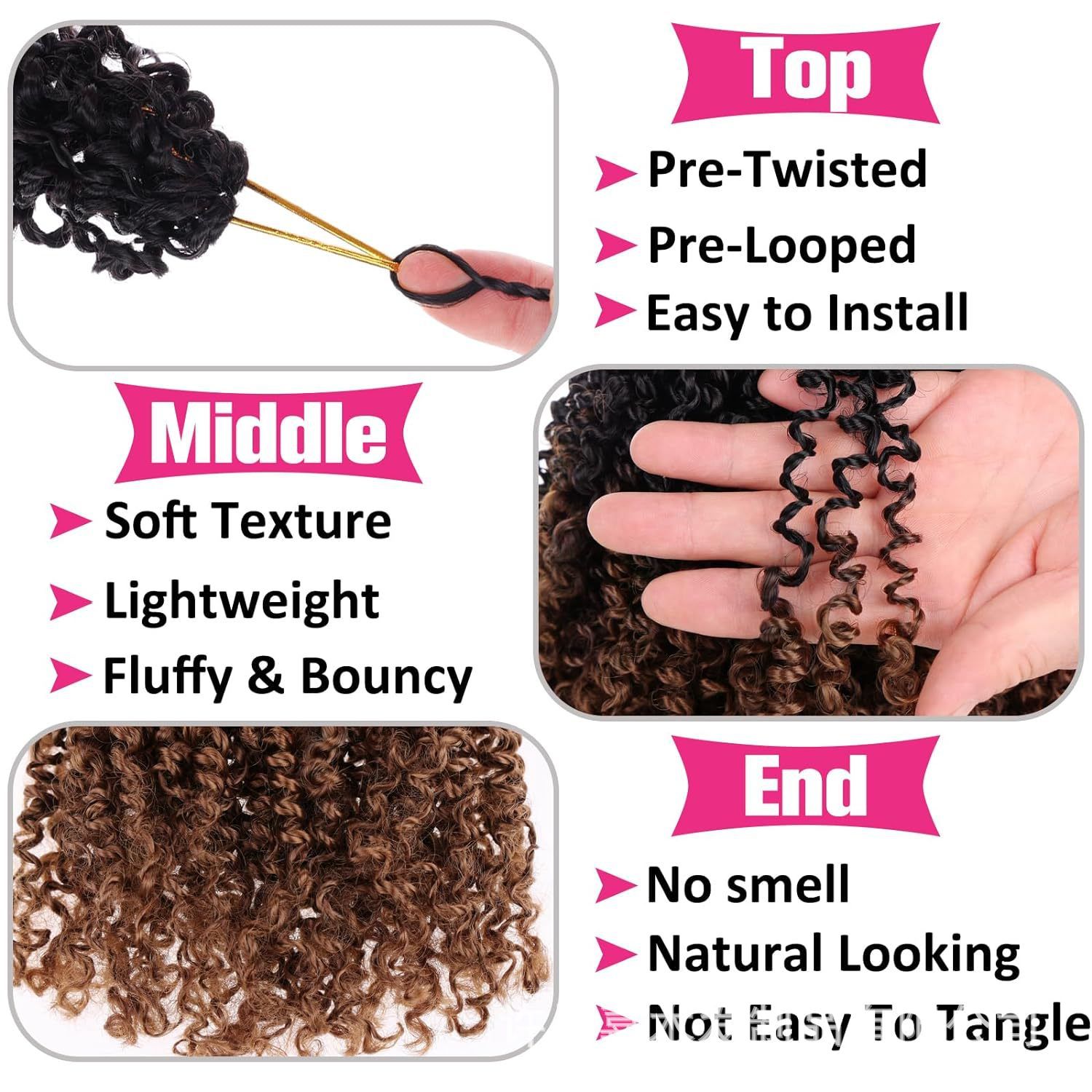 Pre-looped Yanky Twist Crochet Hair Bohemian Passion Twist Spring Mini Twist for Black Women Goddess Locs Crochet Hair Ombre Boho Faux Locs Croceht Braids Hippie Faux Crochet Hair