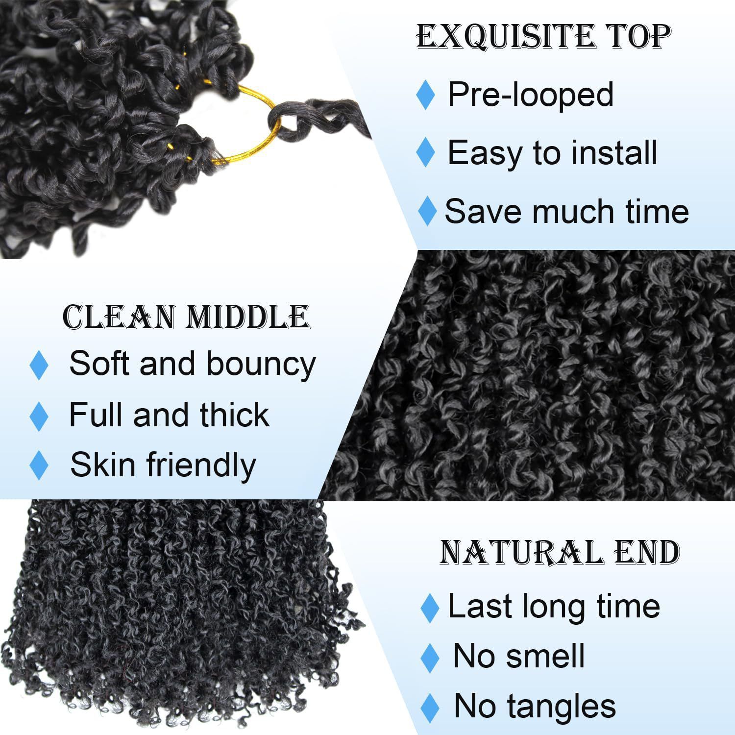 Pre-looped Yanky Twist Crochet Hair Bohemian Passion Twist Spring Mini Twist for Black Women Goddess Locs Crochet Hair Ombre Boho Faux Locs Croceht Braids Hippie Faux Crochet Hair