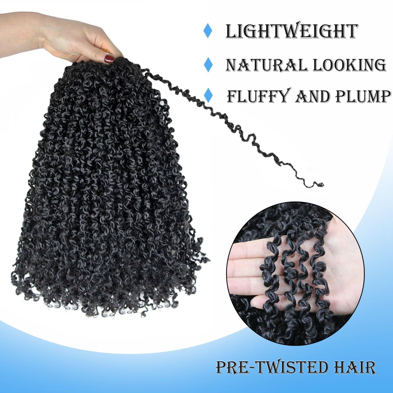 Pre-looped Yanky Twist Crochet Hair Bohemian Passion Twist Spring Mini Twist for Black Women Goddess Locs Crochet Hair Ombre Boho Faux Locs Croceht Braids Hippie Faux Crochet Hair