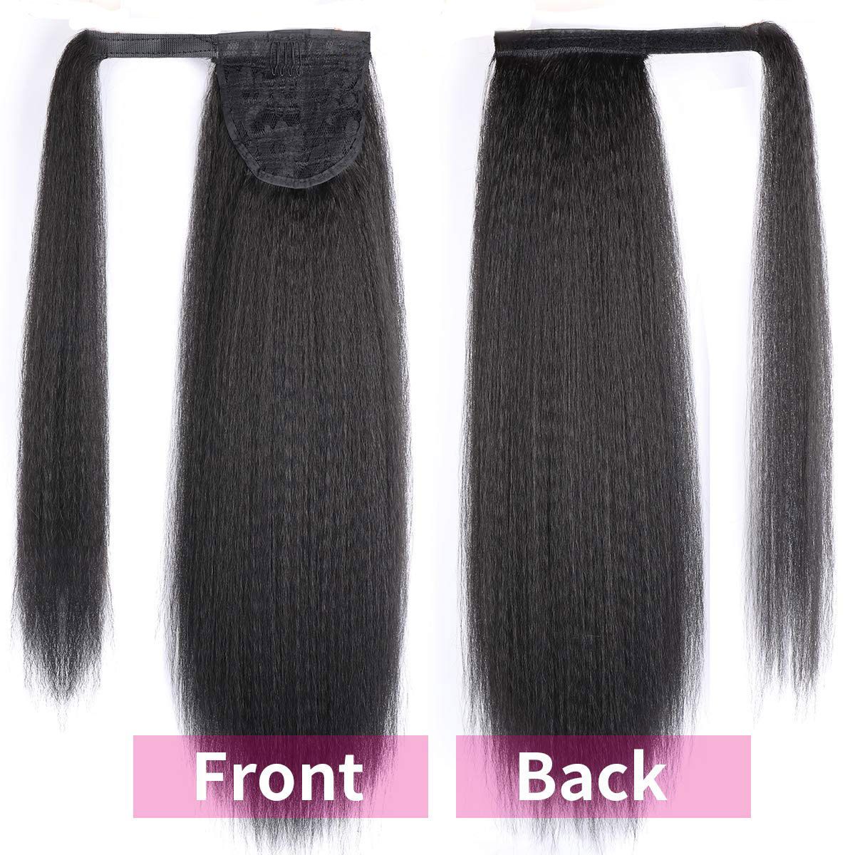 Long Yaki Straight Drawstring Ponytail Synthetic Thick Black Kinky Straight Ponytail Hairpieces Extensions Natural Black Color Clip in Drawstring Yaki Kinky Straight Hairpiece Afro Ponytail Hair