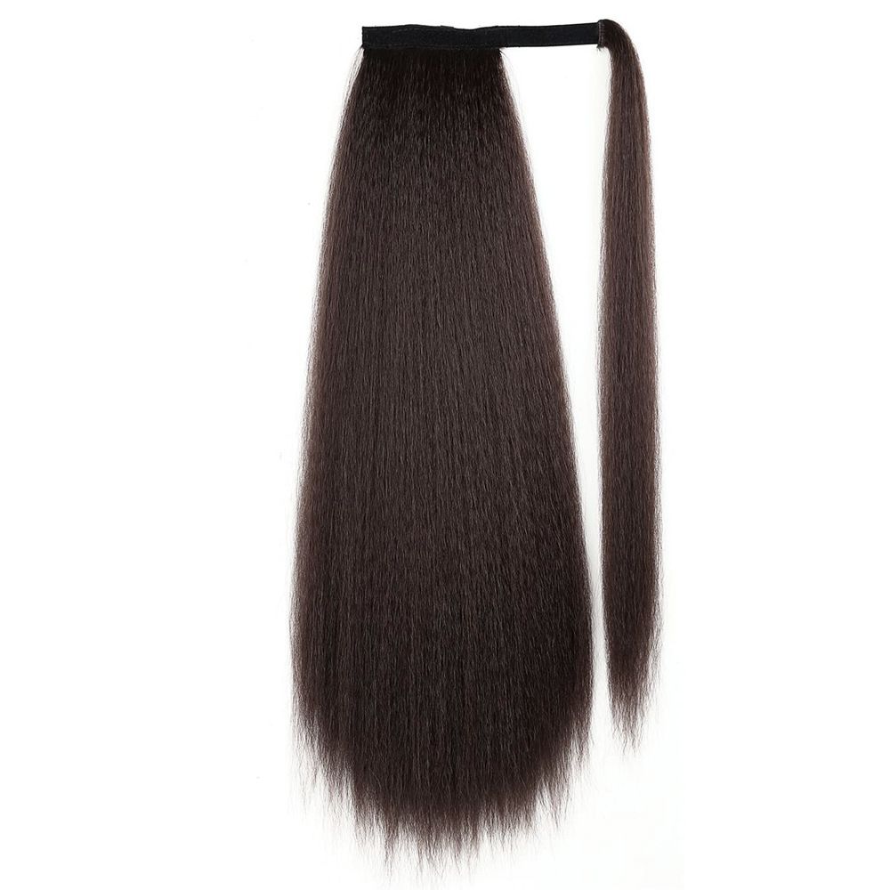 Long Yaki Straight Drawstring Ponytail Synthetic Thick Black Kinky Straight Ponytail Hairpieces Extensions Natural Black Color Clip in Drawstring Yaki Kinky Straight Hairpiece Afro Ponytail Hair
