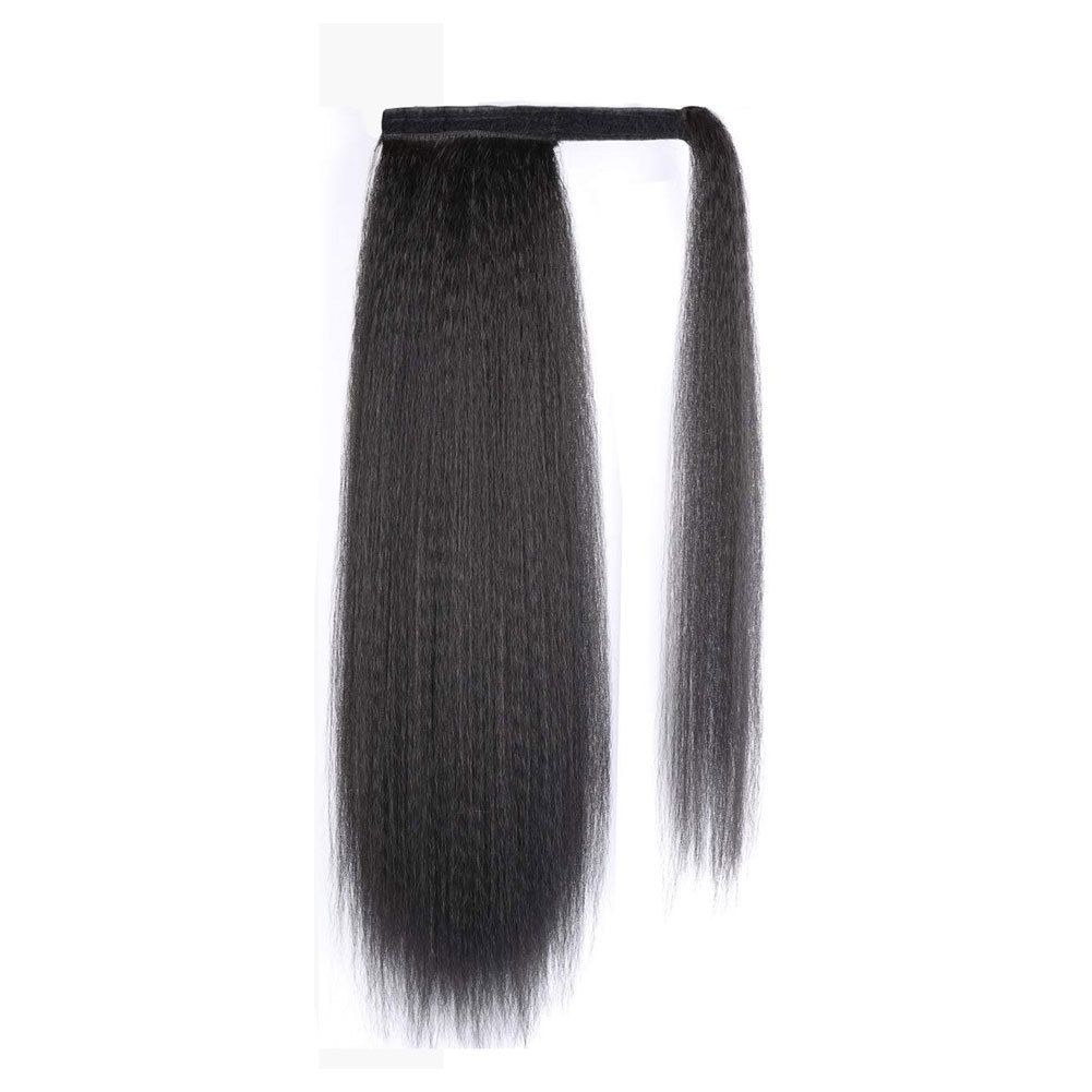 Long Yaki Straight Drawstring Ponytail Synthetic Thick Black Kinky Straight Ponytail Hairpieces Extensions Natural Black Color Clip in Drawstring Yaki Kinky Straight Hairpiece Afro Ponytail Hair