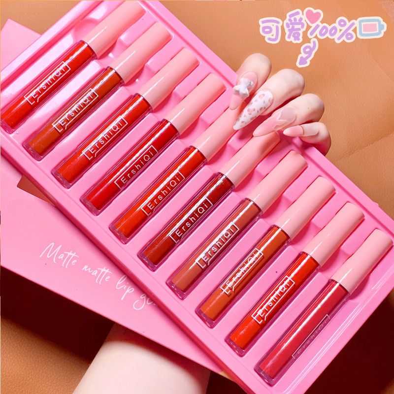 10Pcs Velvet Matte Lipstick Makeup Set Nude Matte Soft Dark Color Stick High Pigmented Long-Lasting Non-Stick Cup Not Fade Waterproof Lip Stick Lip Balm Beauty Cosmetics Gift for Girls and Women view 3
