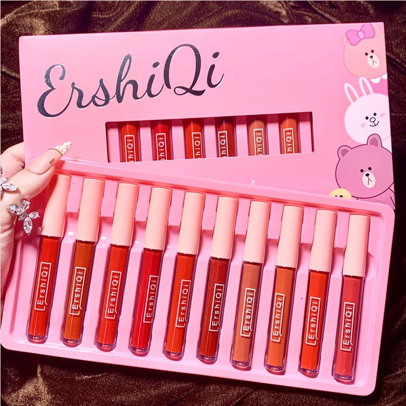 10Pcs Velvet Matte Lipstick Makeup Set Nude Matte Soft Dark Color Stick High Pigmented Long-Lasting Non-Stick Cup Not Fade Waterproof Lip Stick Lip Balm Beauty Cosmetics Gift for Girls and Women view 10