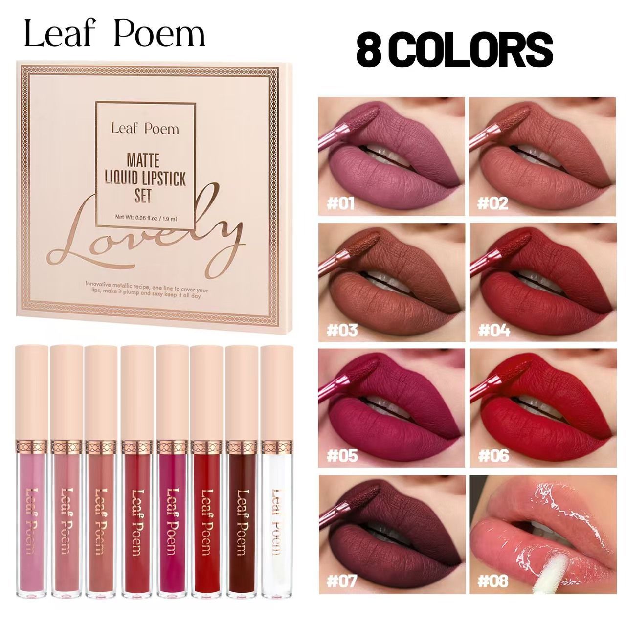 Matte Liquid Lipstick Makeup Set, Dark Deep Bright Ruby Sexy Brick Mauve Long Lasting Waterproof Velvet Lip Gloss High Pigmented Lip Gloss Makeup Gift Sets for Girls and Women Wife Mom Girlfriend