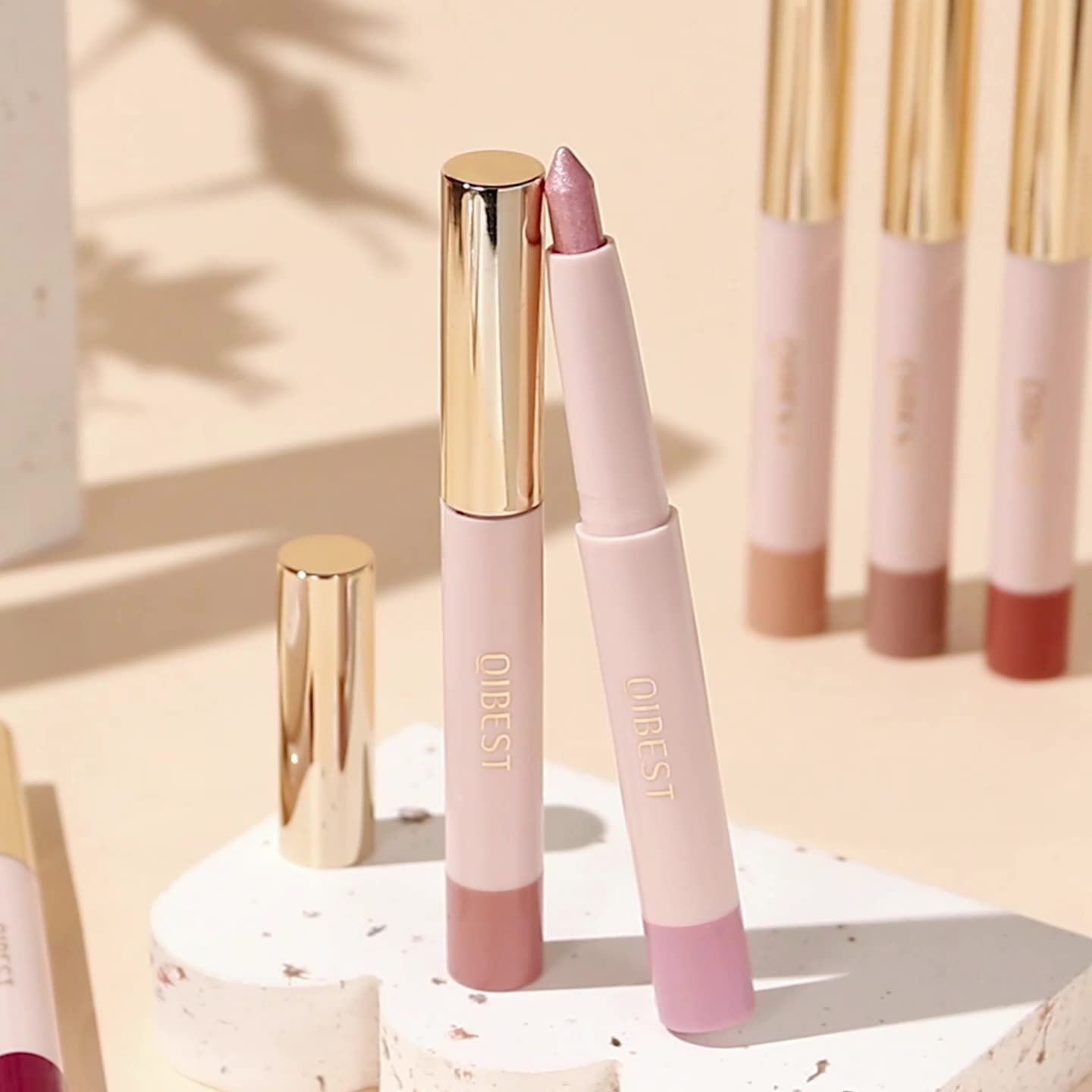 Neutral Eyeshadow Stick Makeup, Brown Nude Metallic Shimmer Matte Cream Eye Shadow Eyeliner Brightener Pencil Crayon Cream-to-Powder Waterproof Shadow Stick Pearl Shimmer  Long-Lasting, Crease-Proof