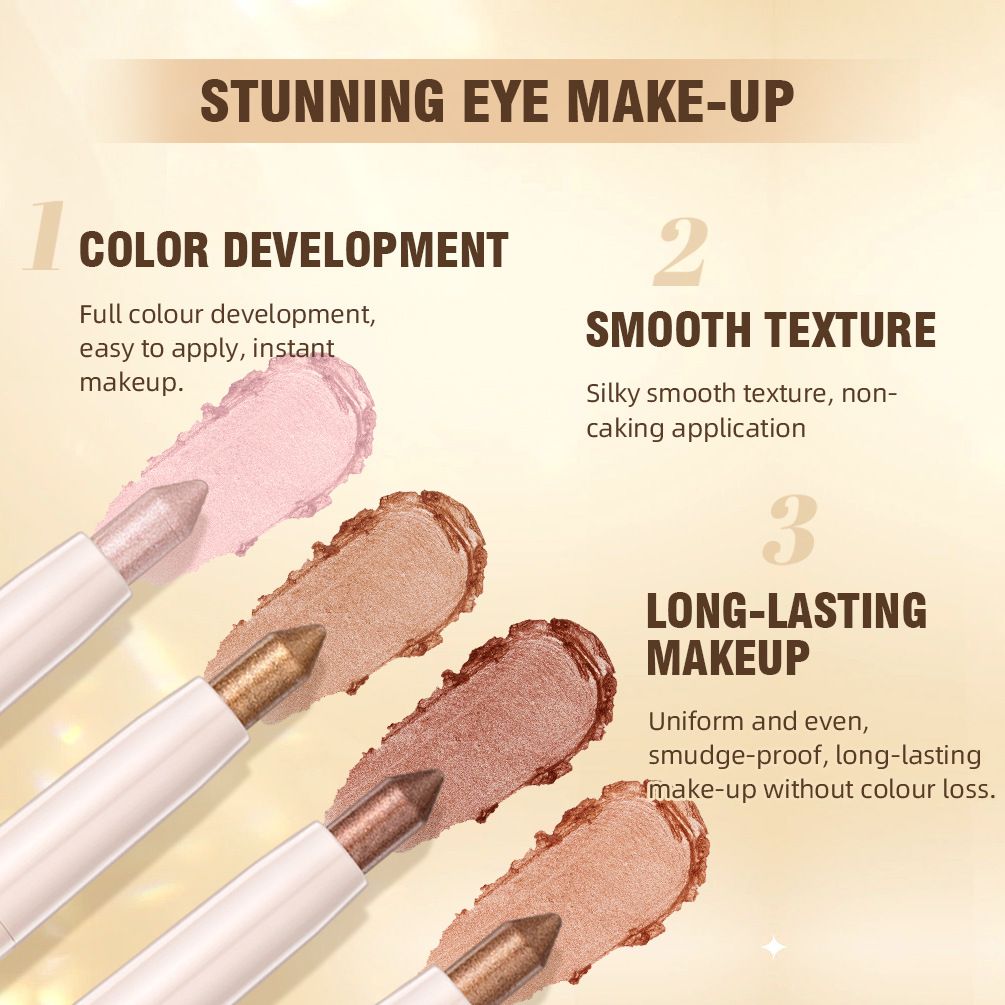 Neutral Eyeshadow Stick Makeup, Brown Nude Metallic Shimmer Matte Cream Eye Shadow Eyeliner Brightener Pencil Crayon Cream-to-Powder Waterproof Shadow Stick Pearl Shimmer  Long-Lasting, Crease-Proof