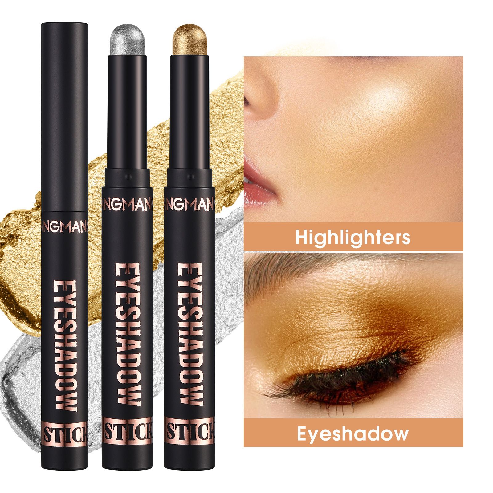 LANGMANNI Eyeshadow Stick,8 PCS Pro Kit Eyeshadow Stick Gift Makeup Set,Matte Earth Color+Bright Metal Color Multifunctional Contour Stick,Waterproof & Long-Lasting Professional Bright Eyeshadow