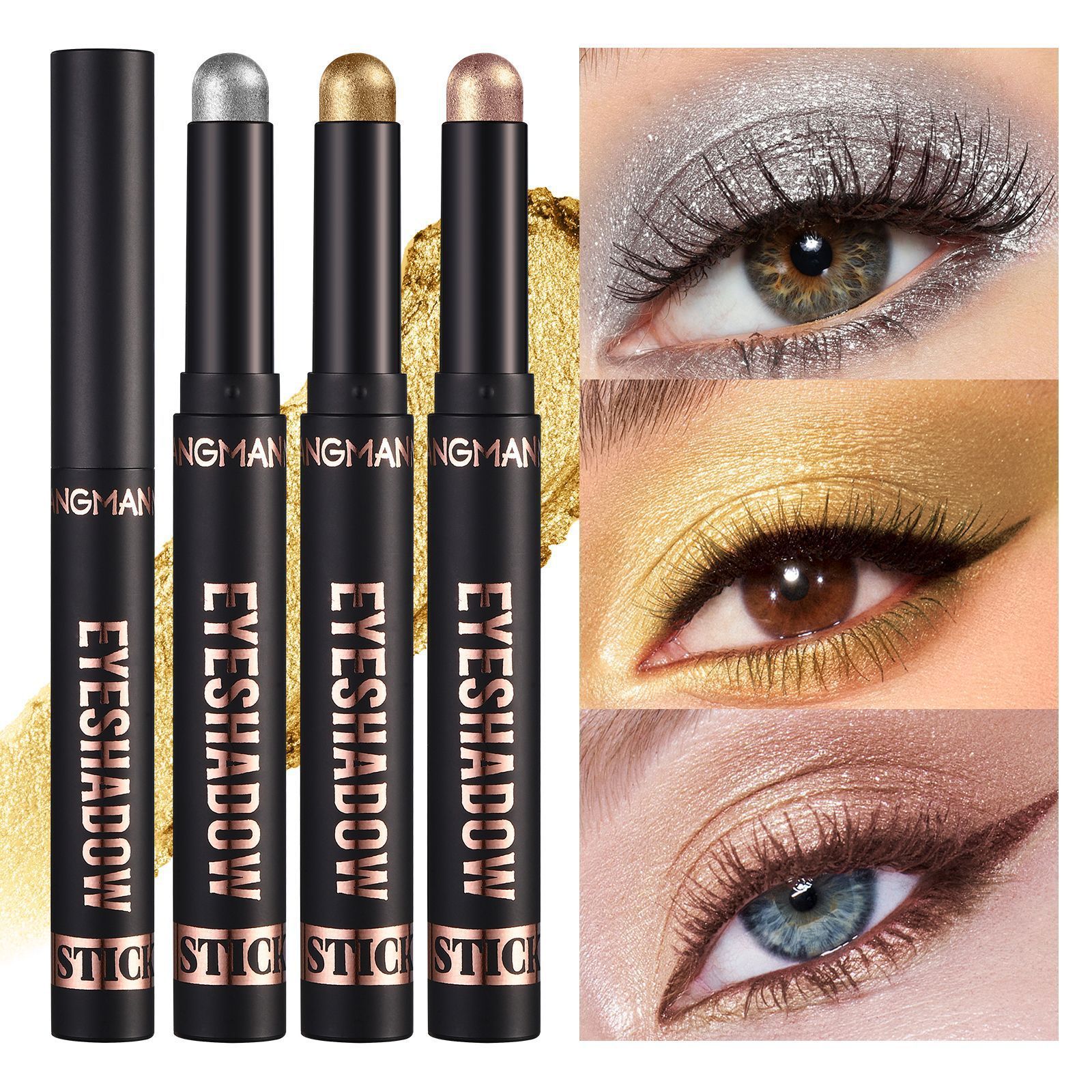 LANGMANNI Eyeshadow Stick,8 PCS Pro Kit Eyeshadow Stick Gift Makeup Set,Matte Earth Color+Bright Metal Color Multifunctional Contour Stick,Waterproof & Long-Lasting Professional Bright Eyeshadow