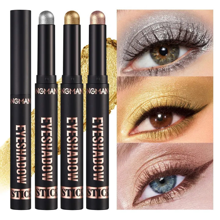 LANGMANNI Eyeshadow Stick,8 PCS Pro Kit Eyeshadow Stick Gift Makeup Set,Matte Earth Color+Bright Metal Color Multifunctional Contour Stick,Waterproof & Long-Lasting Professional Bright Eyeshadow