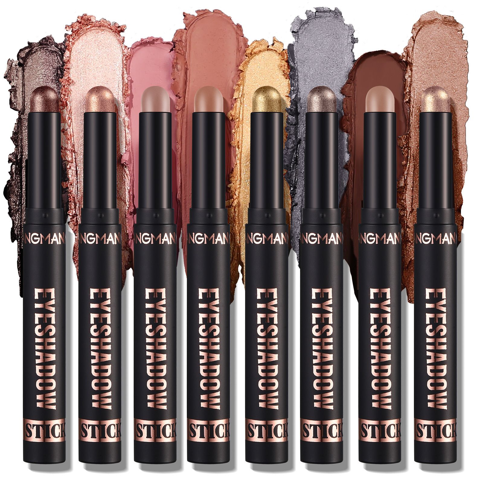 LANGMANNI Eyeshadow Stick,8 PCS Pro Kit Eyeshadow Stick Gift Makeup Set,Matte Earth Color+Bright Metal Color Multifunctional Contour Stick,Waterproof & Long-Lasting Professional Bright Eyeshadow