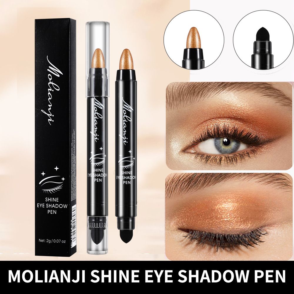 Eyeshadow 101 Cream-to-Powder Waterproof Shadow Stick Marmalade Shimmer Long-Lasting, Crease-Proof, Orange Apricot Shimmer Cream Eyeshadow with Built-in Smudger Silky Formula Glitter With Makeup Brush