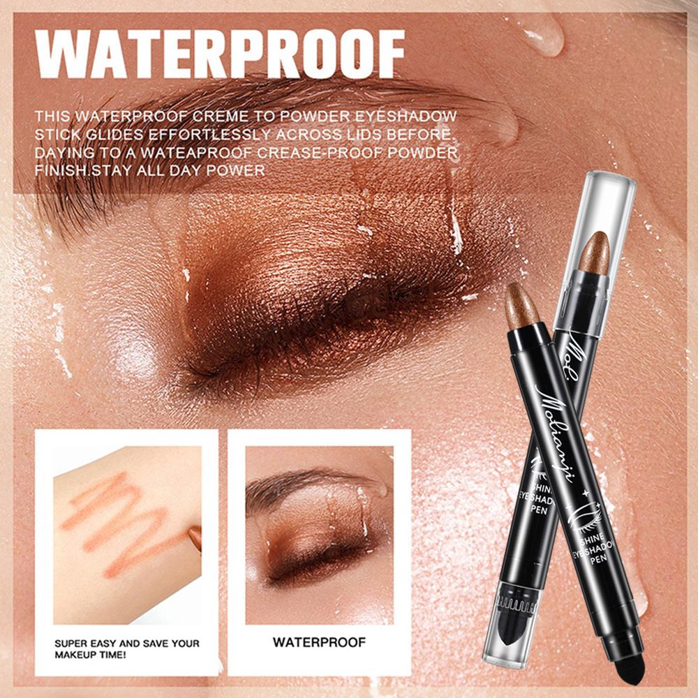 Eyeshadow 101 Cream-to-Powder Waterproof Shadow Stick Marmalade Shimmer Long-Lasting, Crease-Proof, Orange Apricot Shimmer Cream Eyeshadow with Built-in Smudger Silky Formula Glitter With Makeup Brush