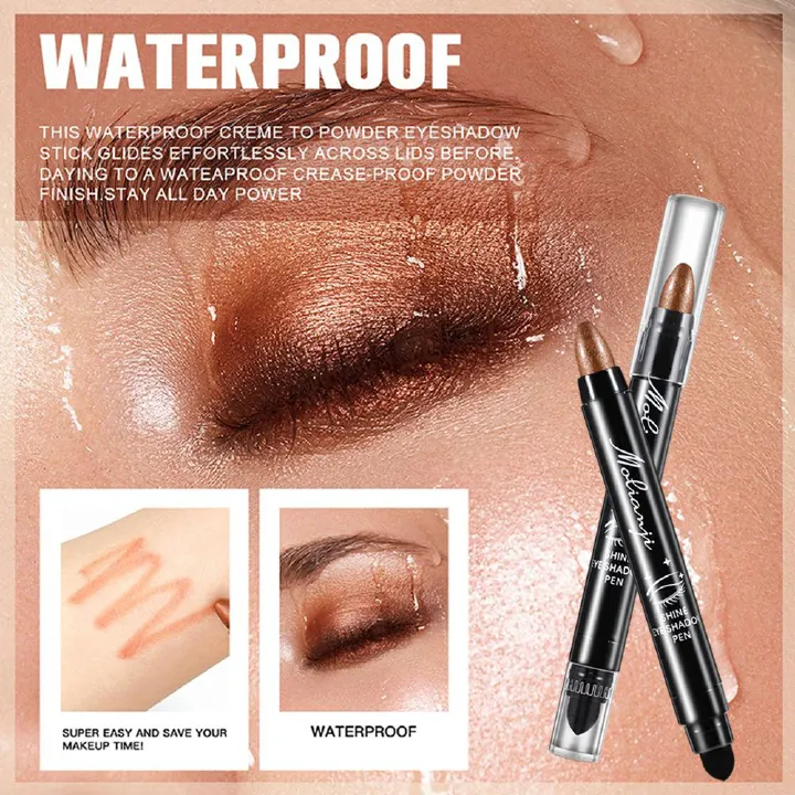 Eyeshadow 101 Cream-to-Powder Waterproof Shadow Stick Marmalade Shimmer Long-Lasting, Crease-Proof, Orange Apricot Shimmer Cream Eyeshadow with Built-in Smudger Silky Formula Glitter With Makeup Brush