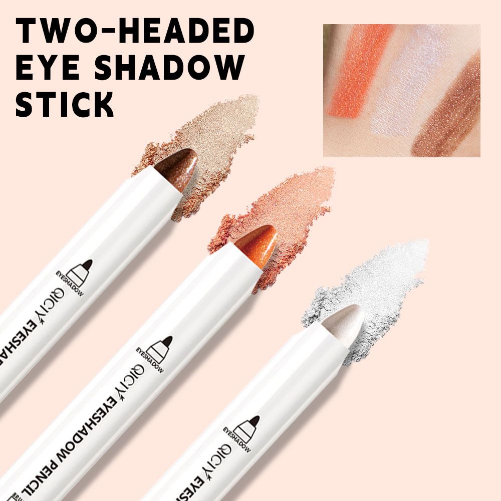 3PCS Waterproof Eyeshadow Stick - Longwear Blendable Cream with Built-In Primer Silky Formula Glitter Eye Shadow Sticks With Makeup Brush Smudge-Proof, Waterproof Eyeshadow Pencils gift for Lady view 3
