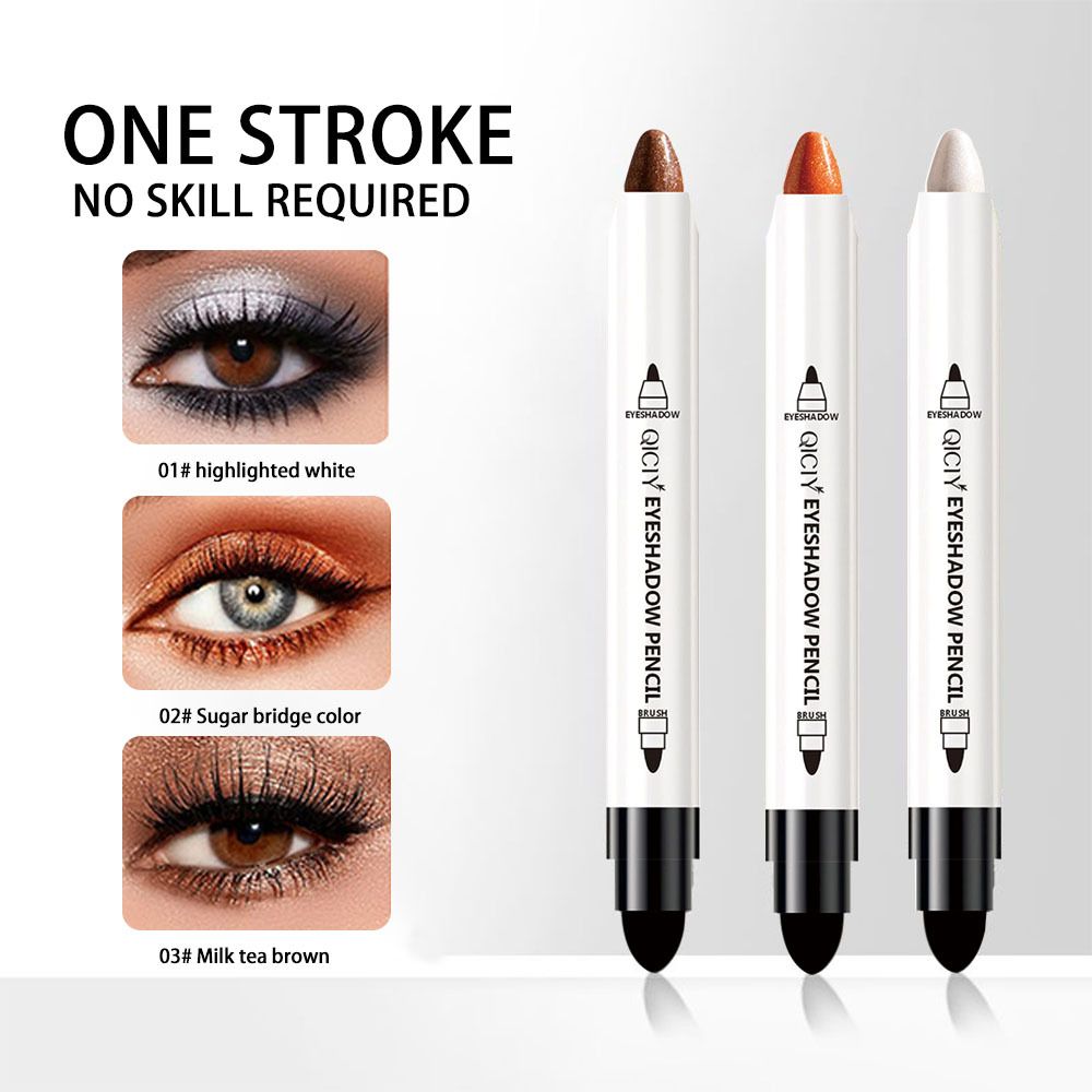 3PCS Waterproof Eyeshadow Stick - Longwear Blendable Cream with Built-In Primer Silky Formula Glitter Eye Shadow Sticks With Makeup Brush Smudge-Proof, Waterproof Eyeshadow Pencils gift for Lady