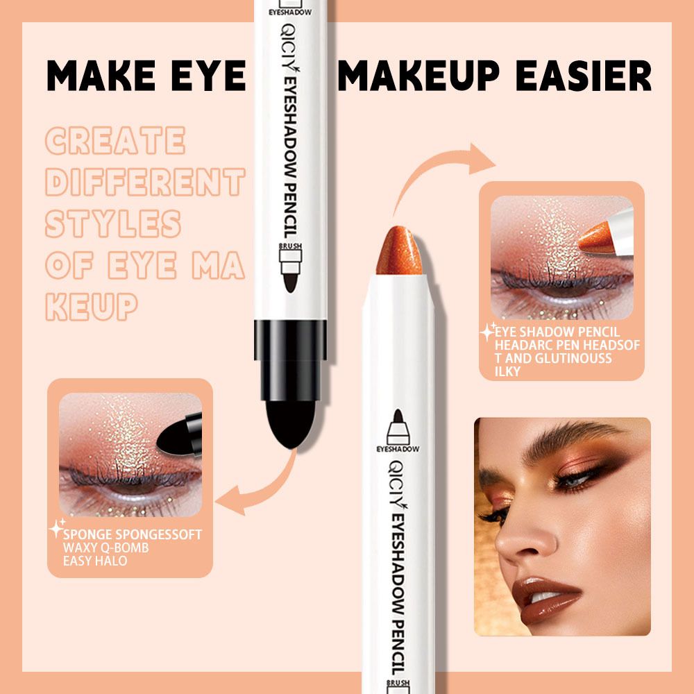 3PCS Waterproof Eyeshadow Stick - Longwear Blendable Cream with Built-In Primer Silky Formula Glitter Eye Shadow Sticks With Makeup Brush Smudge-Proof, Waterproof Eyeshadow Pencils gift for Lady view 2