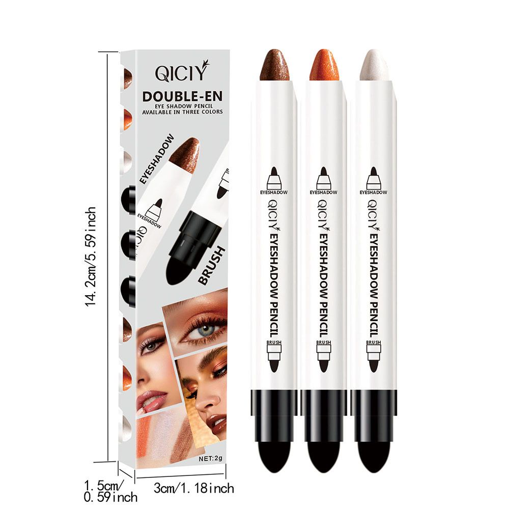 3PCS Waterproof Eyeshadow Stick - Longwear Blendable Cream with Built-In Primer Silky Formula Glitter Eye Shadow Sticks With Makeup Brush Smudge-Proof, Waterproof Eyeshadow Pencils gift for Lady view 4