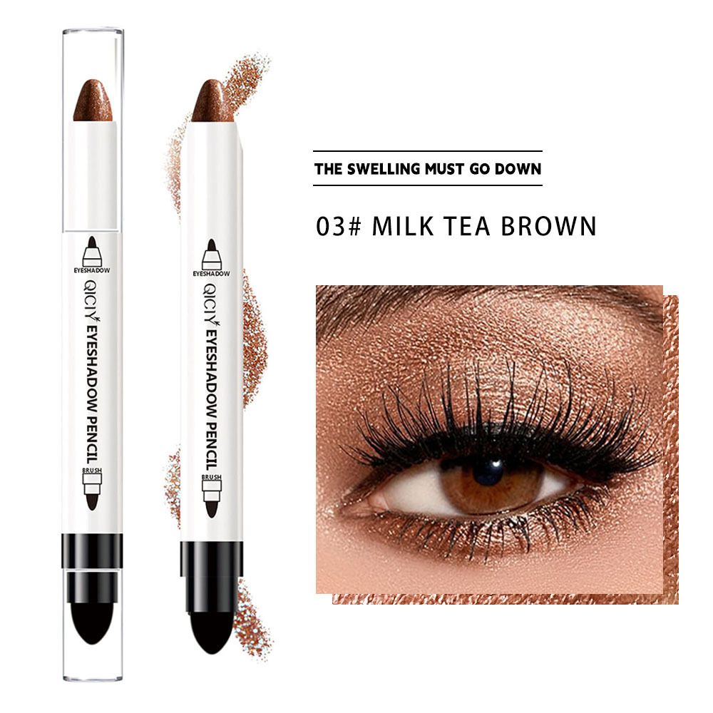 3PCS Waterproof Eyeshadow Stick - Longwear Blendable Cream with Built-In Primer Silky Formula Glitter Eye Shadow Sticks With Makeup Brush Smudge-Proof, Waterproof Eyeshadow Pencils gift for Lady view 7