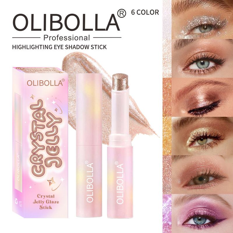 Crystal Jelly Glaze Stick Eye Shadow Stick Eyeliner Brightener Lightweight Pencil Crayon with Brush Easy to Blend Long Lasting Shimmer Eyeshadow Shimmering Skin Makeup for Eye, Body