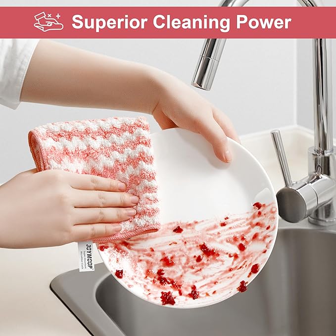 Dish Towels for Kitchen, Super Absorbent Coral Fleece Cleaning Cloths, Fast Drying Rags and Soft for Newborns, Infants and Toddlers All-Purpose Microfiber Towels Rags for Cleaning