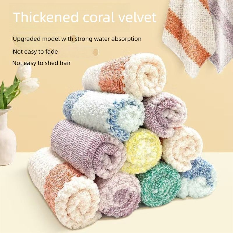 Dish Towels for Kitchen, Super Absorbent Coral Fleece Cleaning Cloths, Fast Drying Rags and Soft for Newborns, Infants and Toddlers All-Purpose Microfiber Towels Rags for Cleaning