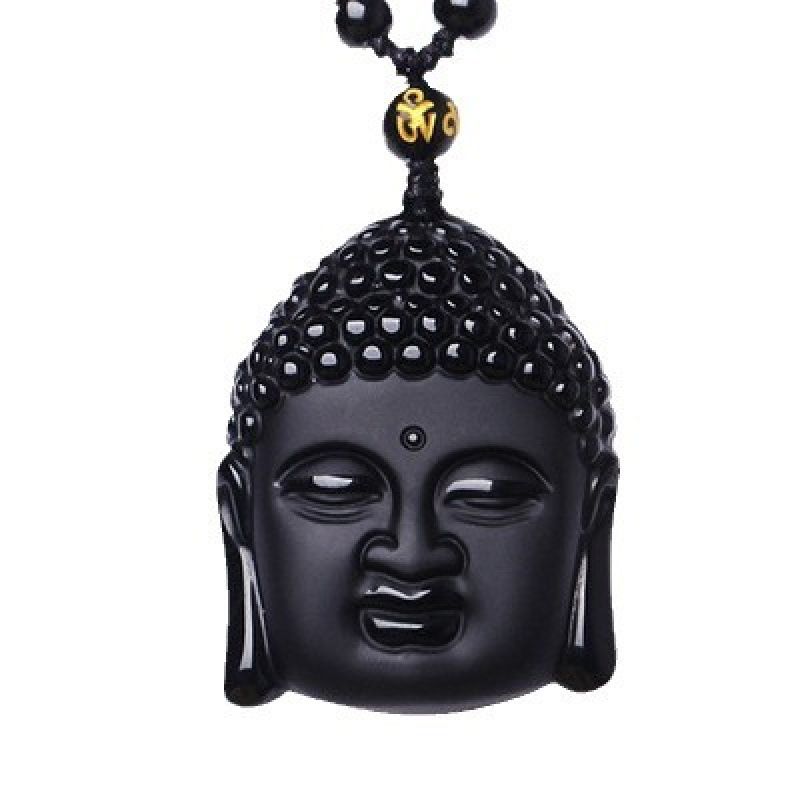 Obsidian Necklace Lucky Amulet Protection Pendant with Adjustable Bead Chain Black Crystal Talisman Spiritual Jewelry Lucky Amulet Protection Healing Crystal Stone Talisman Gift for Men Women