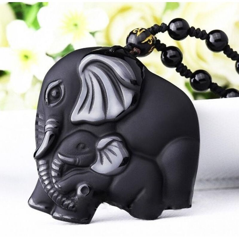 Obsidian Necklace Lucky Amulet Protection Pendant with Adjustable Bead Chain Black Crystal Talisman Spiritual Jewelry Lucky Amulet Protection Healing Crystal Stone Talisman Gift for Men Women