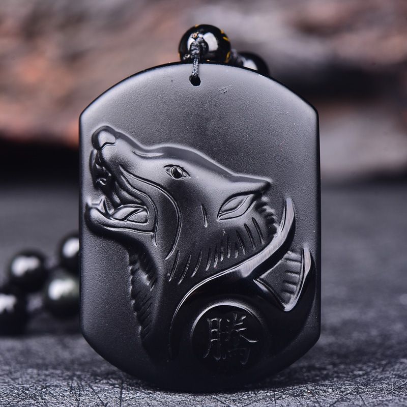 Obsidian Necklace Lucky Amulet Protection Pendant with Adjustable Bead Chain Black Crystal Talisman Spiritual Jewelry Lucky Amulet Protection Healing Crystal Stone Talisman Gift for Men Women