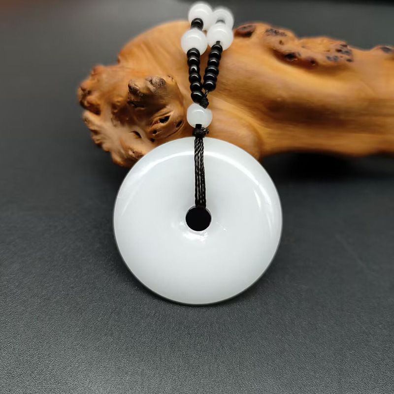 Necklace Black Healing Crystal Circle Amulet Lucky Coin Donuts Charm Protection Quartz Reiki Peace Donut Beads Pendant Necklace  for both men and women