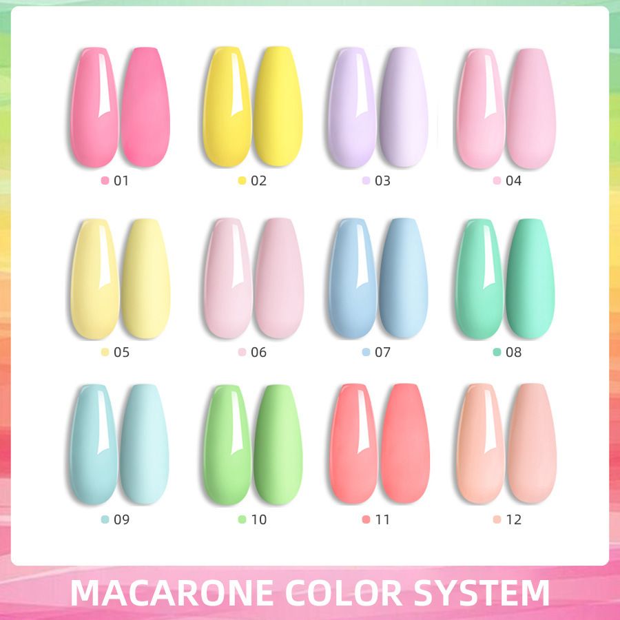 Gel Nail Polish Set 12 Colors, Spring Summer Pastel Soft Green Blue Coral Peach Lilac Purple Pale Creamy Shades Popular Nail Art Design Salon Free Spirit Glossy Collection at Home DIY Manicure Gifts