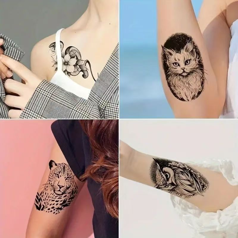 30 Sheets Wolf Lion Tiger Beast Temporary Tattoos For Adults Men Women, Long-lasting Realistic Wild Beast Animal Designs Tattoos for Body Arm Leg Back