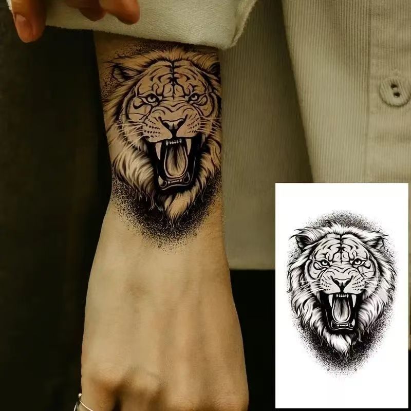 30 Sheets Wolf Lion Tiger Beast Temporary Tattoos For Adults Men Women, Long-lasting Realistic Wild Beast Animal Designs Tattoos for Body Arm Leg Back