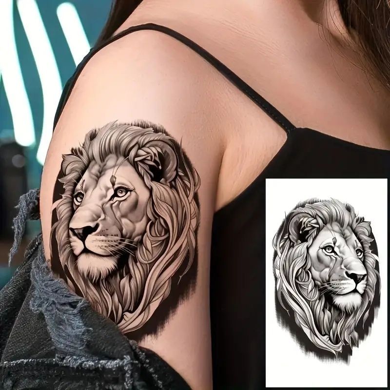 30 Sheets Wolf Lion Tiger Beast Temporary Tattoos For Adults Men Women, Long-lasting Realistic Wild Beast Animal Designs Tattoos for Body Arm Leg Back