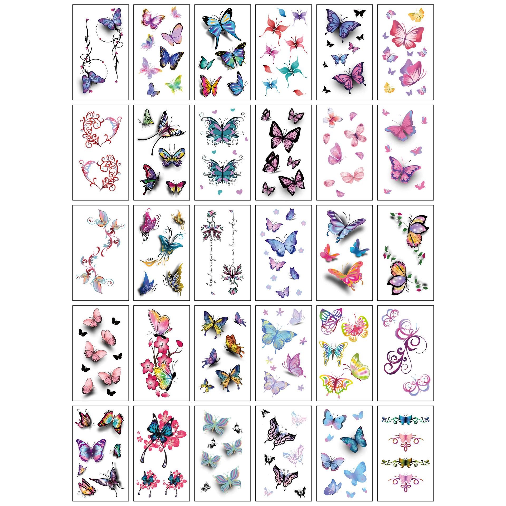 30 Sheets Temporary Tattoos Watercolor Floral Stickers Waterproof Fake Tattoo for Body Art, Mixed Style Realistic Small Flowers Women Girls Tattoos for Arm Hand Neck Legs Shoulder Back