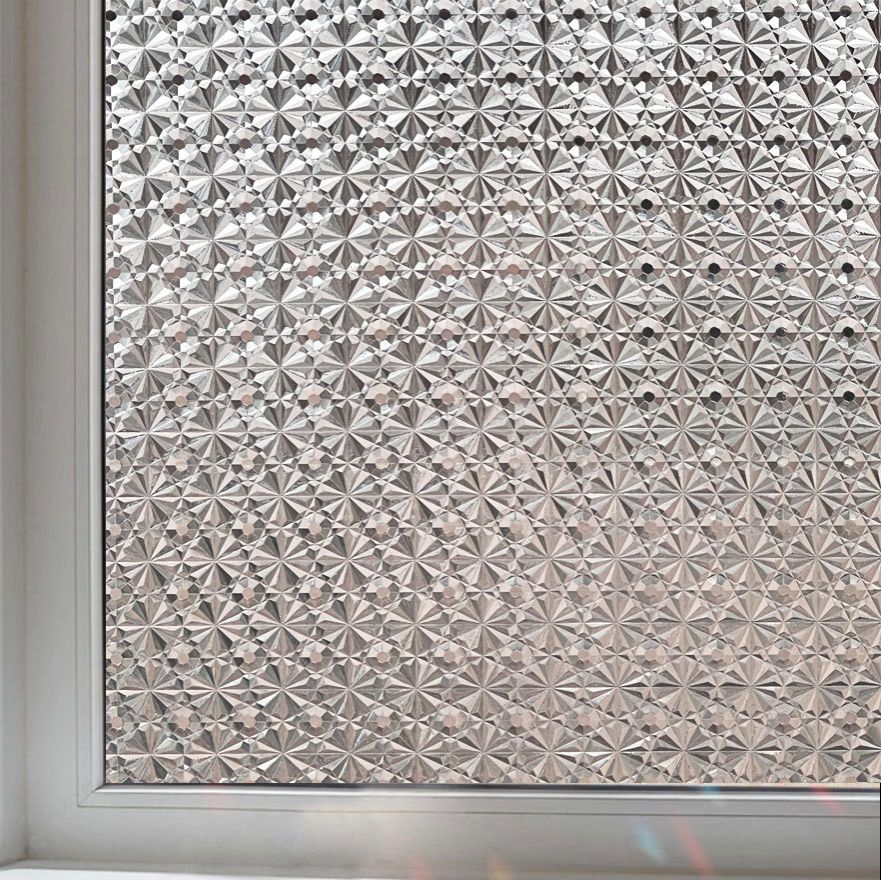 3D Window Film No Glue Privacy for Stained Glass Sticker Static Cling Heat Control Anti UV Non-Adhesive Decorative  Glass Window Film, Rainbow Window Privacy Film, Decorative Colorful Sun Blocking