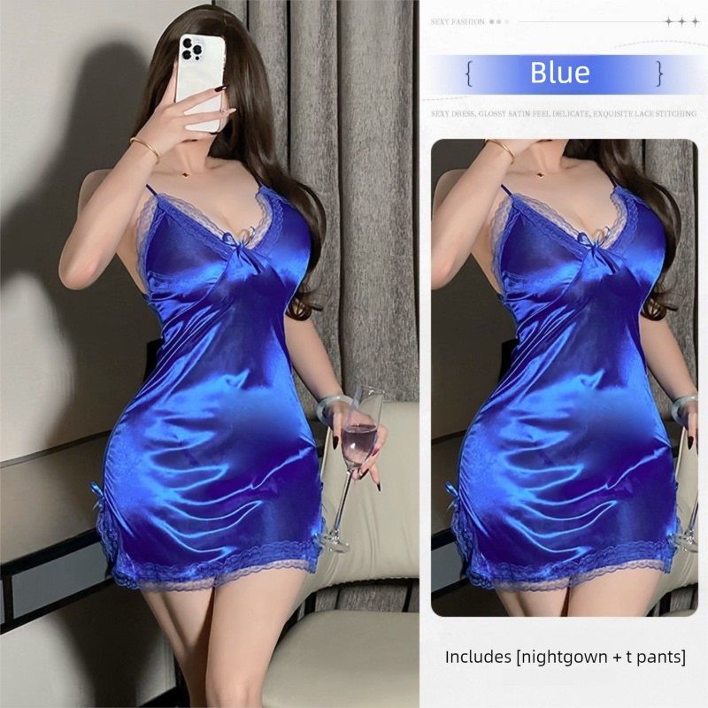 Women Lingerie Plus Size Satin Lace Chemise Nightgown Sexy Full Slips babydoll Sleepwear silk teddy lingerie for women  Satin V Neck Soft Comfy Sleepwear