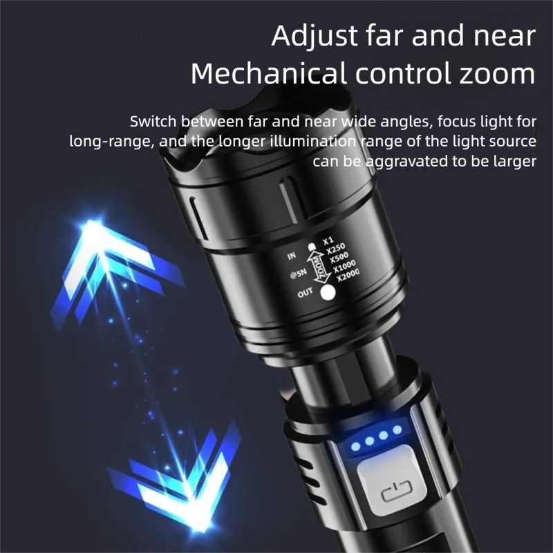 Super Bright Flashlight with Digital Power Display High Lumen Rechargeable LED Flashlight, Waterproof,USB Output Power Bank,Tactical Flashlight for Camping, Hiking, Emergencies,Outdoor, Hunting