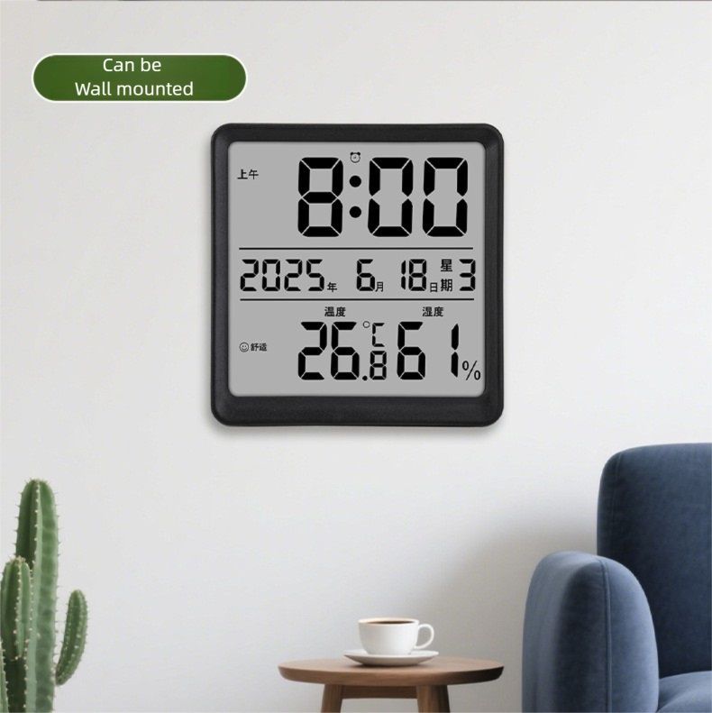 Room Thermometer Indoor Hygrometer Temperature and Humidity Gauge Monitor with High Accuracy Sensor LCD Display Large Display Date Clock for Kitchen Baby Room Office, Greenhouse Wine Cellar