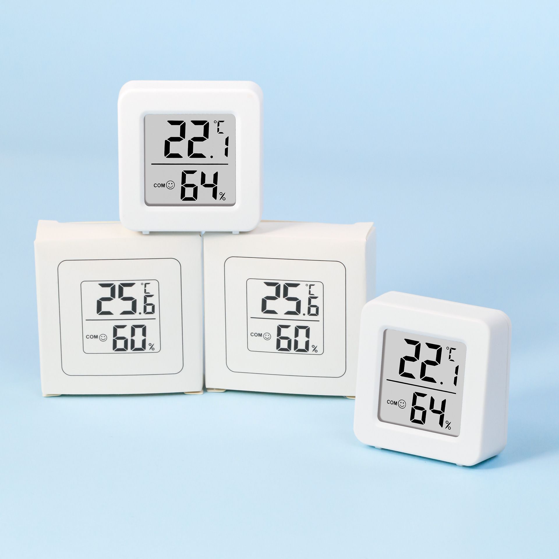 2 Pack Mini Digital Hygrometer Thermometer Gauge, Indoor Outdoor Temperature Humidity Meter Indoor Thermometer Hygrometer LCD Display for Greenhouse, Reptile, Humidors, Cellar, Office, Baby room
