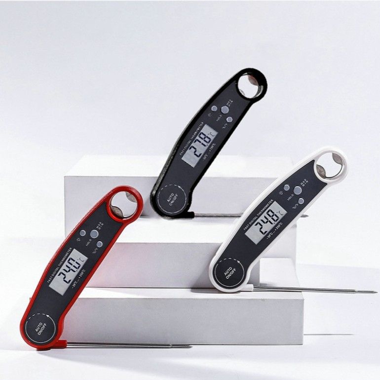 Digital Meat Thermometer for Milk, Bath Water, Deep Fry, Cooking Food, BBQ Grill, Smoker, Oil, Fry Candy, Auto off Calibration with Foldable Probe Instant Read Thermometer Gifts for Men and mom