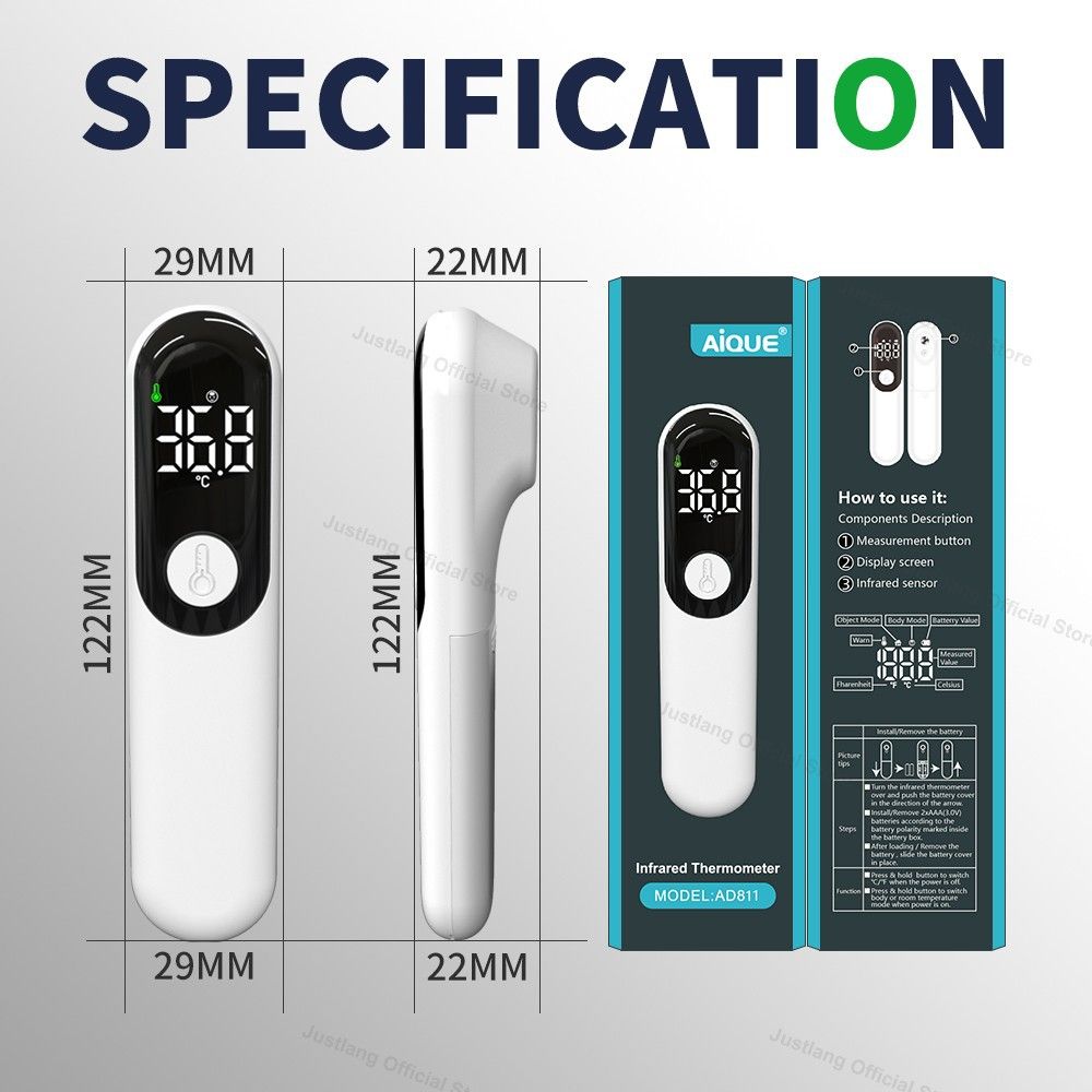 No-Touch Forehead Thermometer for Adults, Kids, Babies Gentle Digital Thermometer with Professional Accuracy Quiet Vibration Feedback, Digital Large LED Digits, Easy to Use for Home & Nurses