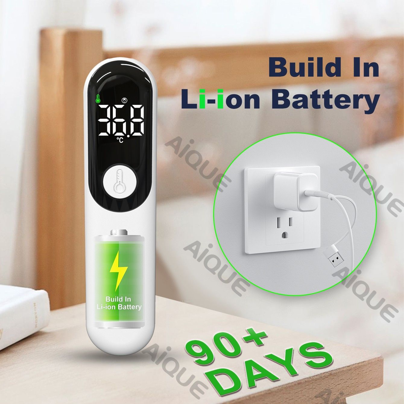 No-Touch Forehead Thermometer for Adults, Kids, Babies Gentle Digital Thermometer with Professional Accuracy Quiet Vibration Feedback, Digital Large LED Digits, Easy to Use for Home & Nurses